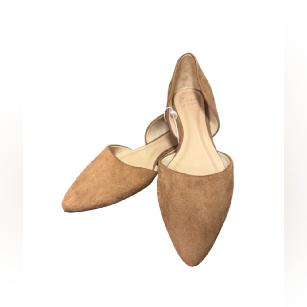 A New Day Women's Julie Cognac Brown Ballet Flats with Memory Foam Insole
